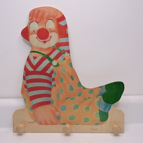 Vintage Sevi Italy 🤡 Martha Hauser Clown Art Wooden Wall Hanging Hook Rack - Picture 1 of 13